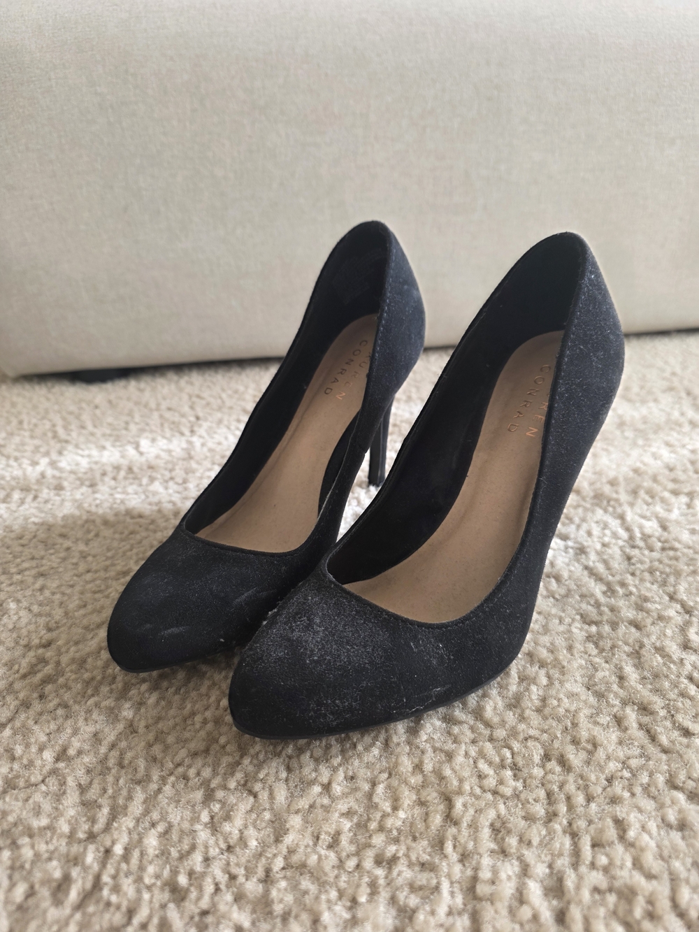 LC Lauren Conrad Black Suede Pointed-Toe High Heels
